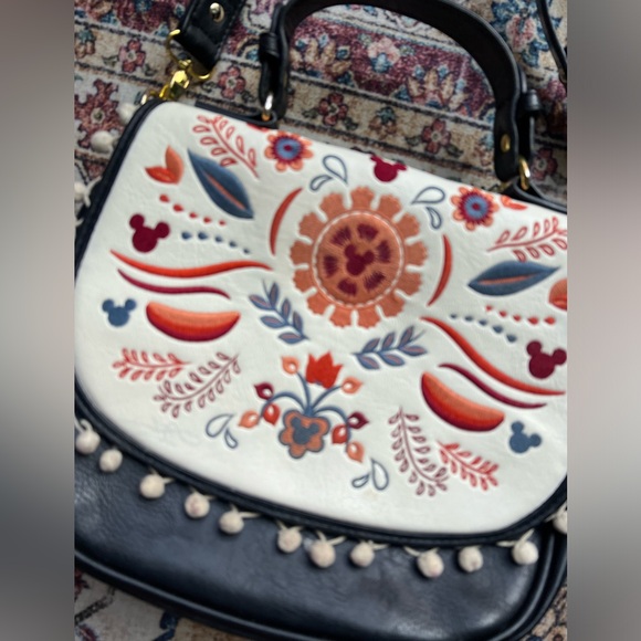 Disney Boutique faux leather bohemian pompom crossbody purse - Picture 2 of 8